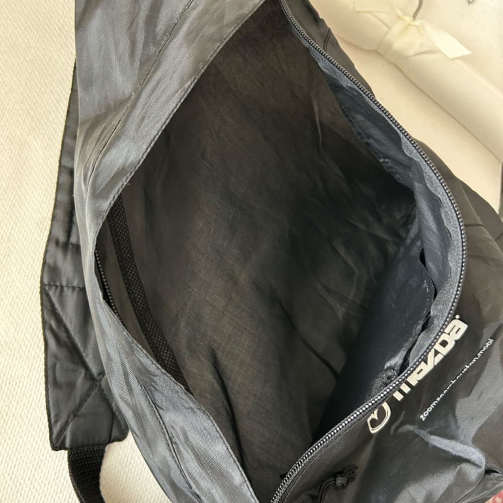 Crossbody Bag Backpack Over The Shoulder Sack Mazda Logo Black White Zipper - Picture 8 of 9